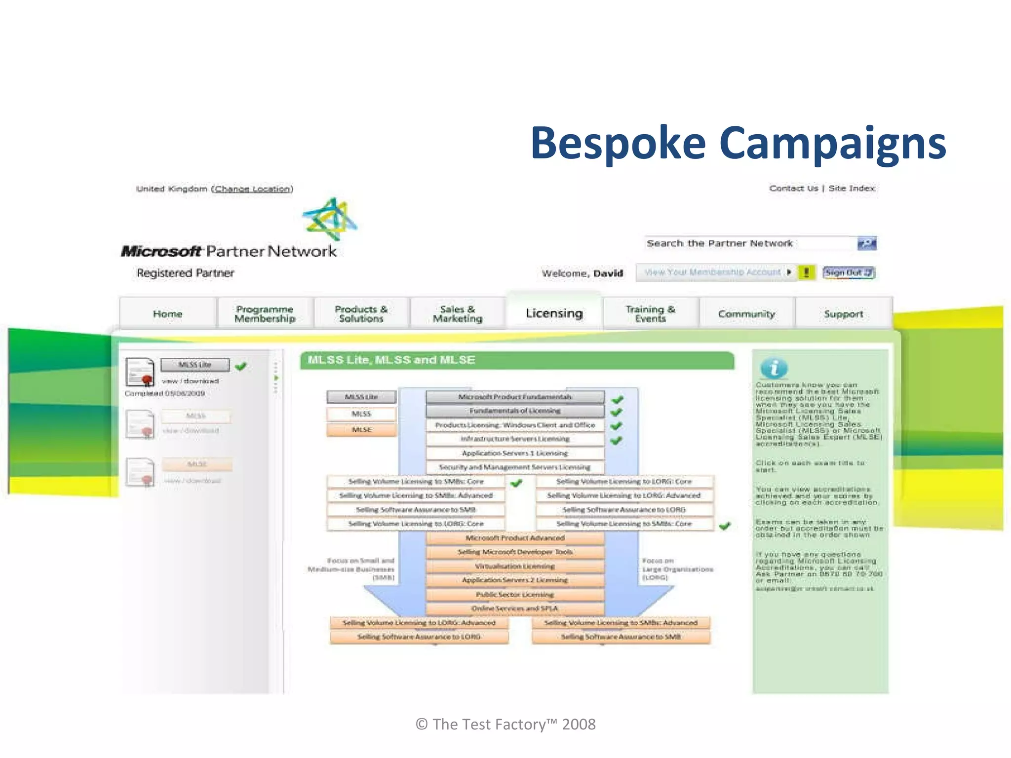 Bespoke Campaigns  © The Test Factory™ 2008 