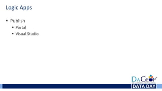 Logic Apps
 Publish
 Portal
 Visual Studio
 