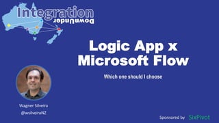 Sponsored by
Logic App x
Microsoft Flow
Which one should I choose
Wagner Silveira
@wsilveiraNZ
 