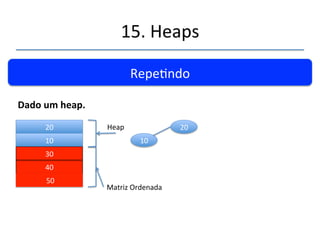 15.'Heaps' 
''' 
Rependo' 
Dadoumheap.' 
20' 
10' 
nn' 
40' 
'50' 
20' 
10' 
Heap' 
Matriz'Ordenada' 
 
