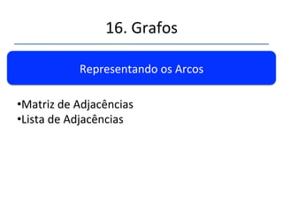 16.'Grafos' 
''' 
'' 
Exemplo'de'classe'Vérce' 
class'Verce:' 
'def'__init__(self,rotulo):' 
' 'self.rotulo'='rotulo''#'por'exemplo'“A”' 
' 'self.visitado'='False' 
'def''visitado(self):' 
' 'self.visitado'='True' 
' '' 
''' 
 
