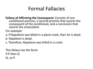 Logic Arguments And Fallacies