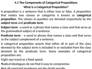 A categorical proposition asserts that either all or part of the class ...