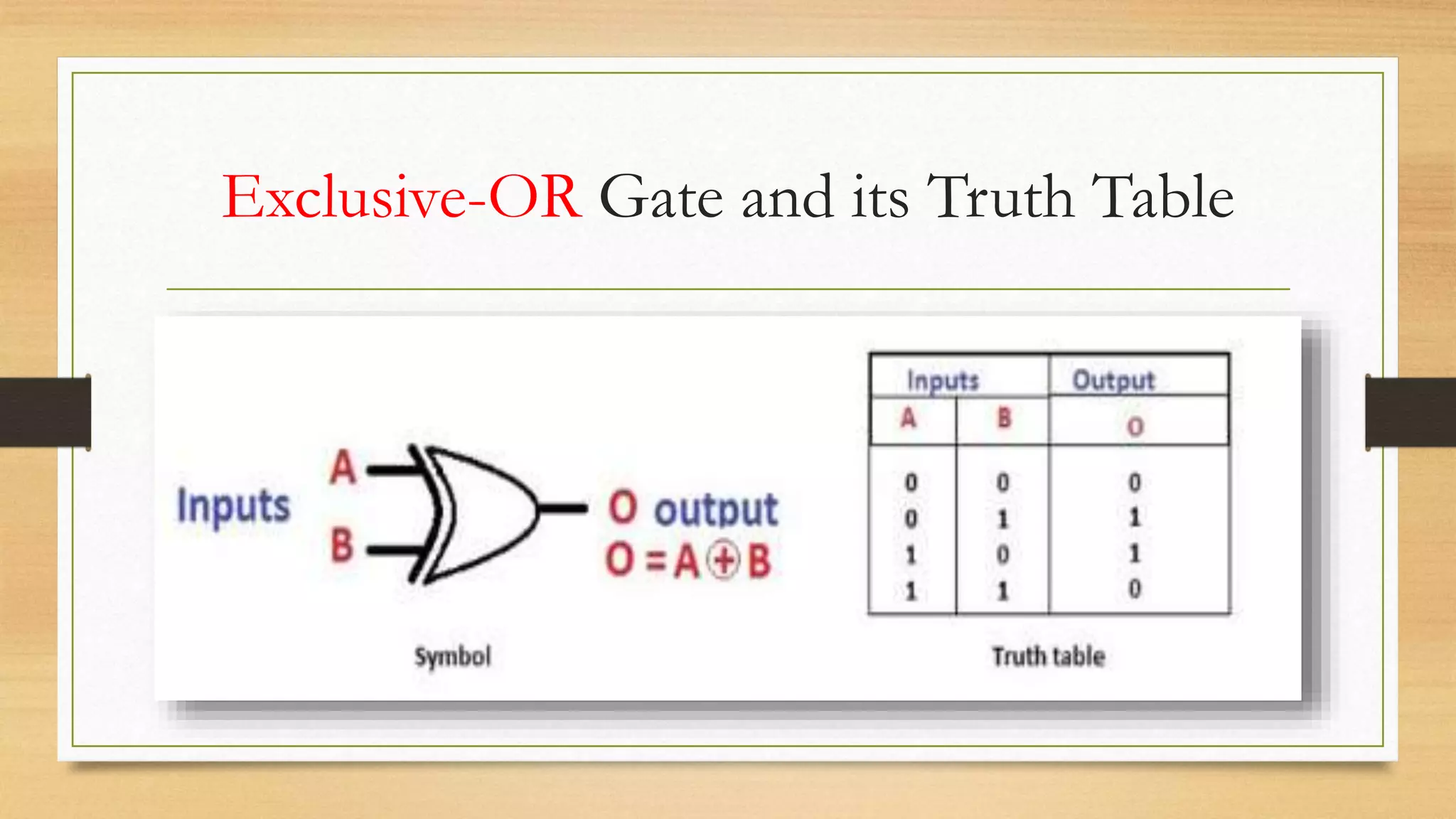 Exclusive-OR Gate and its Truth Table
 
