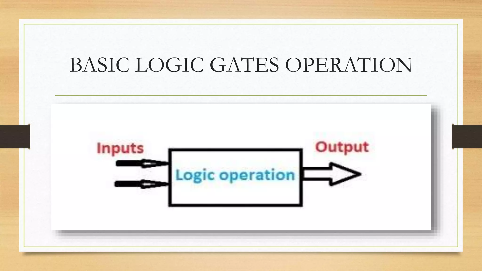 BASIC LOGIC GATES OPERATION
 