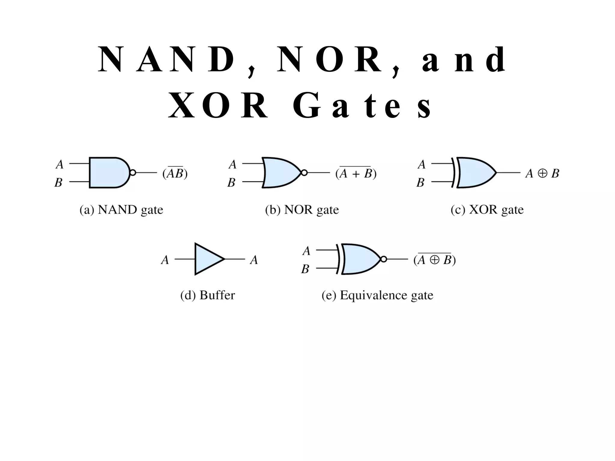 NAND, NOR, and XOR Gates 