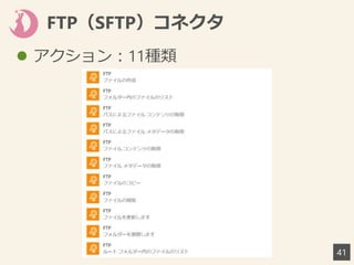 FTP（SFTP）コネクタ
41
 アクション：11種類
 