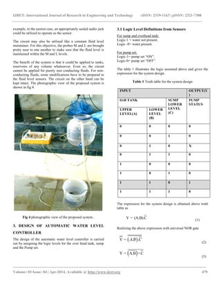 Logic gate based automatic water level controller | PDF