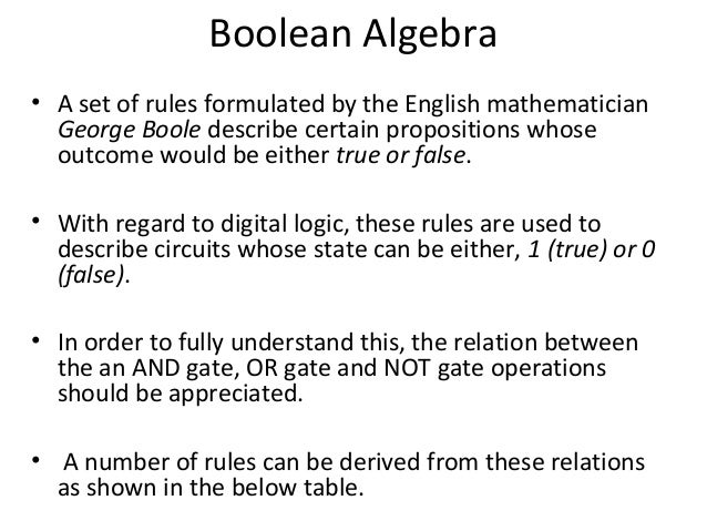 COMPUTER ORGANIZATION - Logic gates, Boolean Algebra ...
