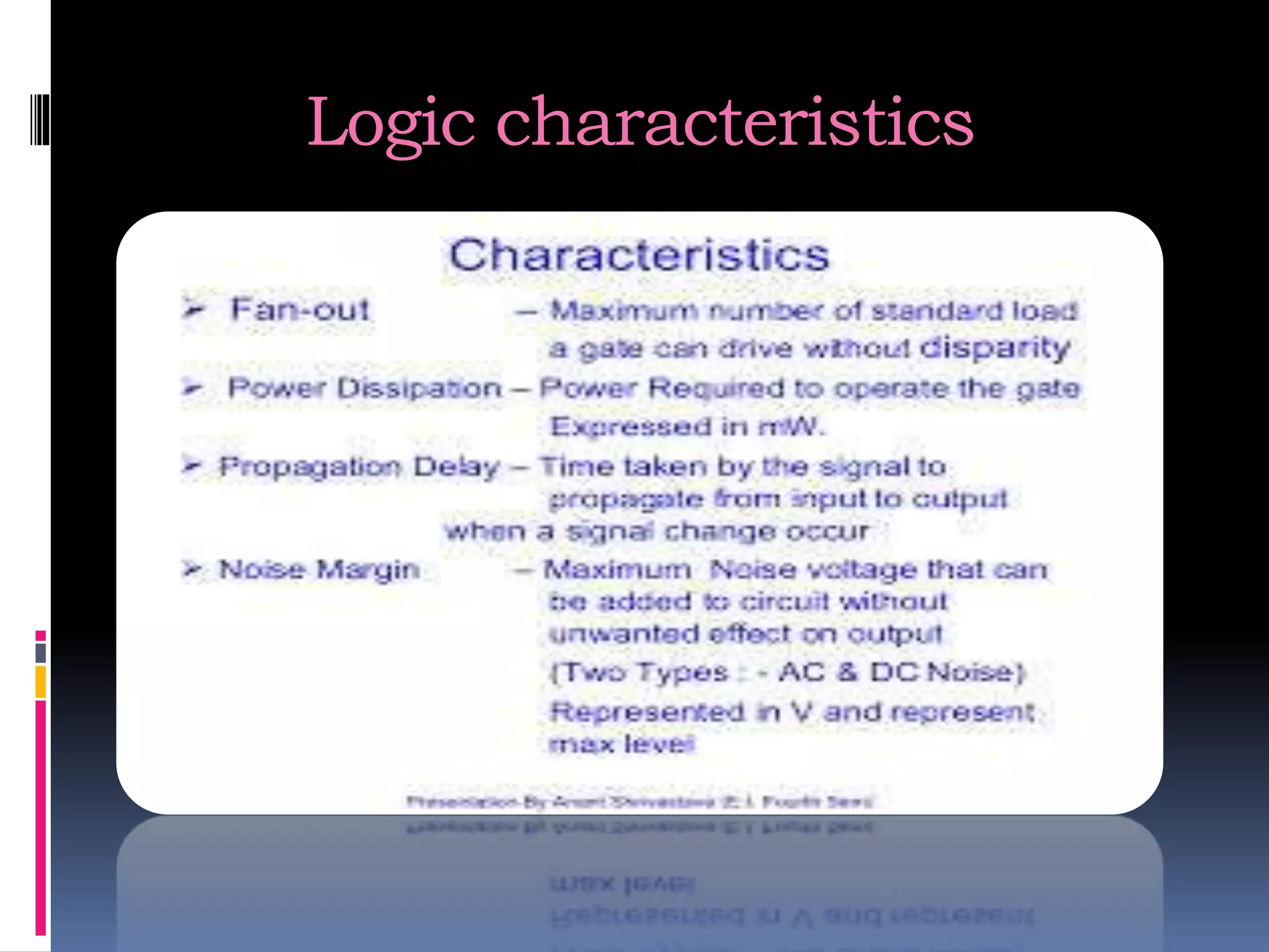 Logic characteristics
 