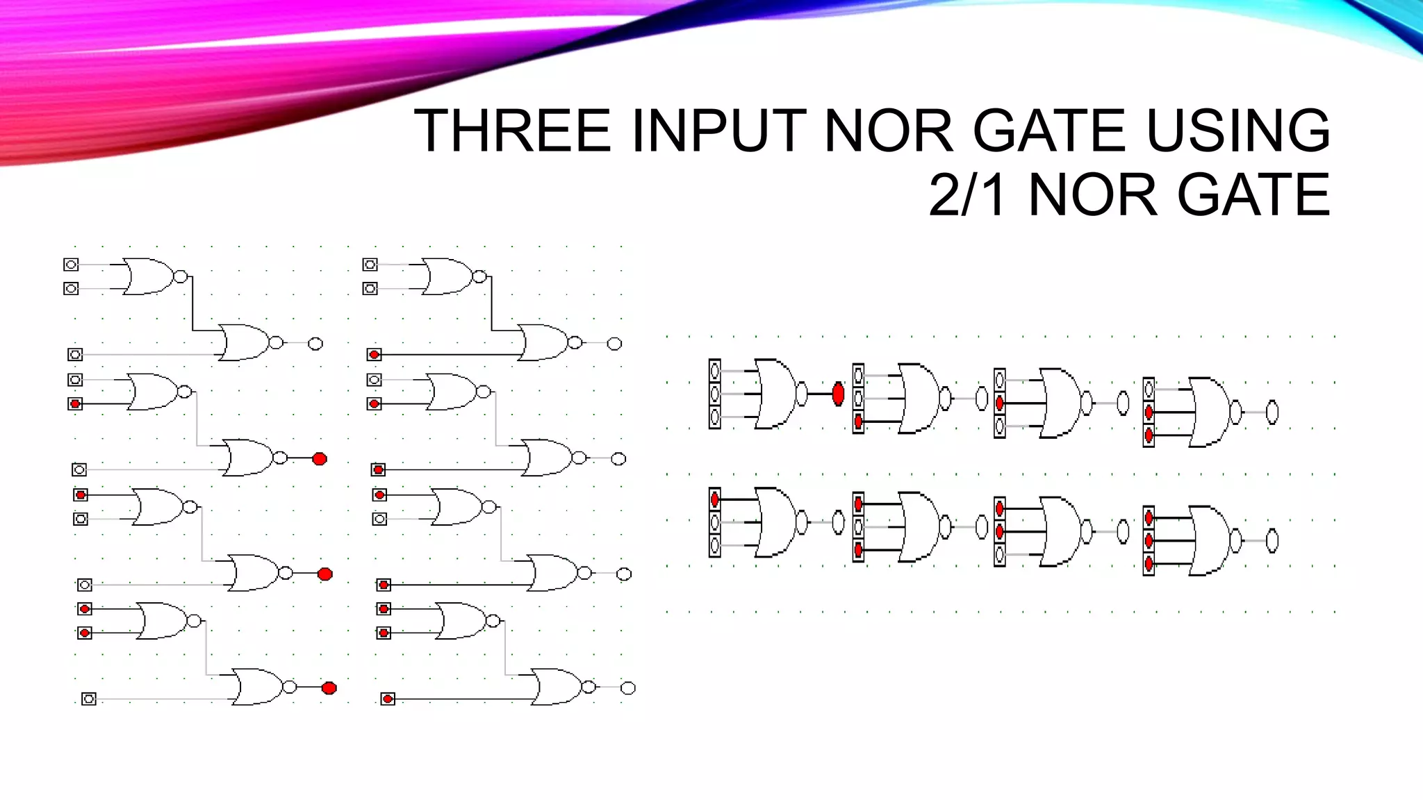 THREE INPUT NOR GATE USING
2/1 NOR GATE
 