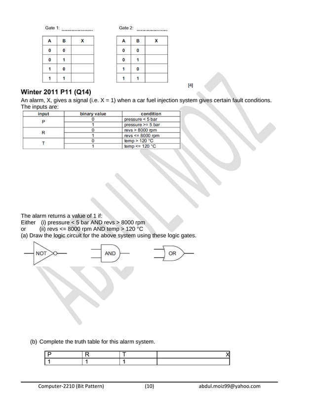 Logic Gates O level Past Papers questions