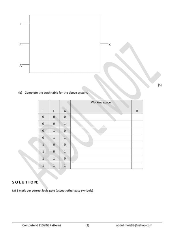 Logic Gates O level Past Papers questions