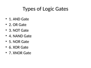 Comprehensive Overview of Logic Gates in Digital Electronics | PPTX