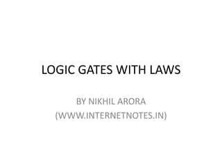 LOGIC GATES WITH LAWS
BY NIKHIL ARORA
(WWW.INTERNETNOTES.IN)
 