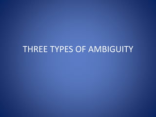 THREE TYPES OF AMBIGUITY 
 
