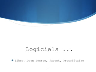 Logiciels ...
Libre, Open Source, Payant, Propriétaire
1
 
