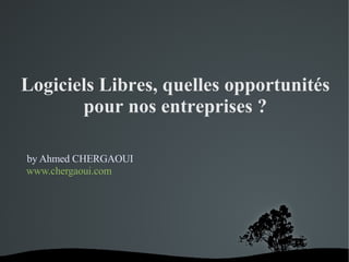 Logiciels Libres, quelles opportunités pour nos entreprises ? by Ahmed CHERGAOUI www.chergaoui.com 