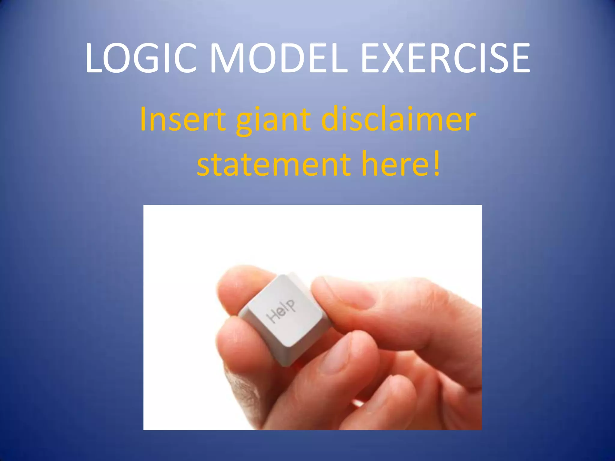 The Logic ModelOUTCOMESINPUTSACTIVITIESOUTPUTSLong-TermIntermediateShort-Term