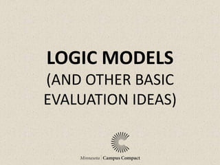 LOGIC MODELS
(AND OTHER BASIC
EVALUATION IDEAS)
 