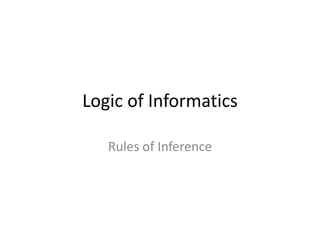 Logic of Informatics
Rules of Inference
 