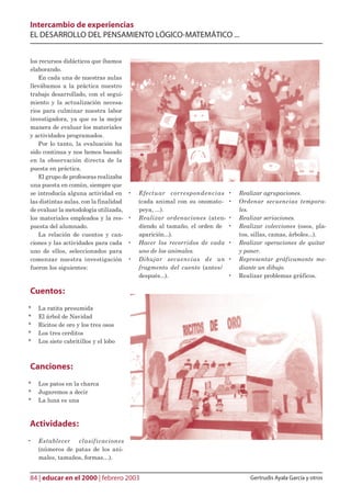 Intercambio de experiencias
EL DESARROLLO DEL PENSAMIENTO LÓGICO-MATEMÁTICO ...


los recursos didácticos que íbamos
elabo...