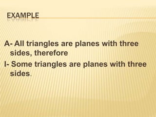 Rules:If one is true, the other is false.If one is false, the other is doubtful.Example:E- No students are girls is false [ F ], therefore, A - every students are girls is doubtful [ ? ]