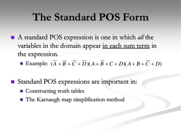logic simplification sop and pos forms pos form