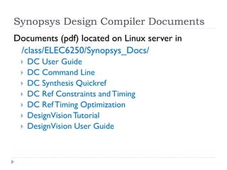 Automated Synthesis from HDL models Design Compiler (Synopsys) | PDF