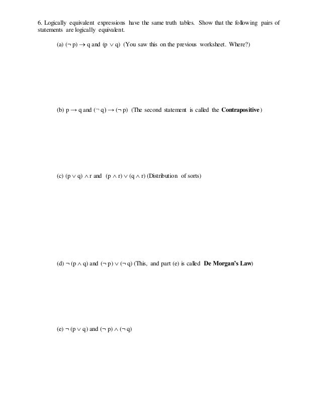 Logic worksheet