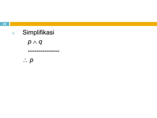 25
4. Simplifikasi
p q
---------------
p
 
