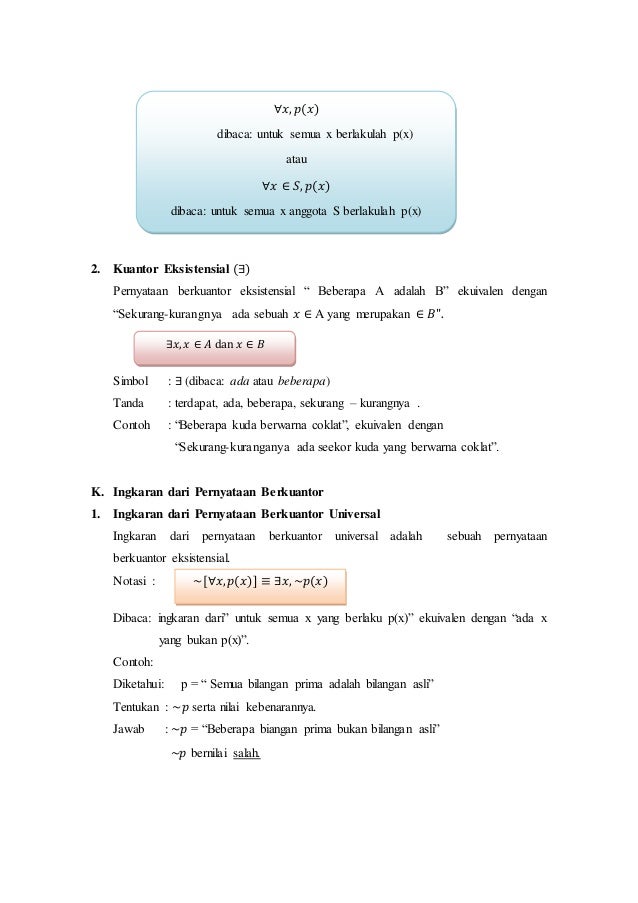 Contoh Soal Dan Beserta Jawabannya Pernyataan Berkuantor