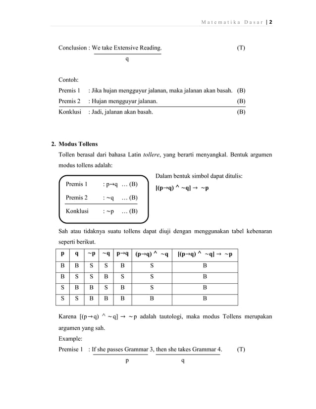Logika Matematika; Penarikan Kesimpulan | PDF