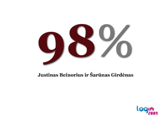 98%
Justinas Beinorius ir Šarūnas Girdėnas
 