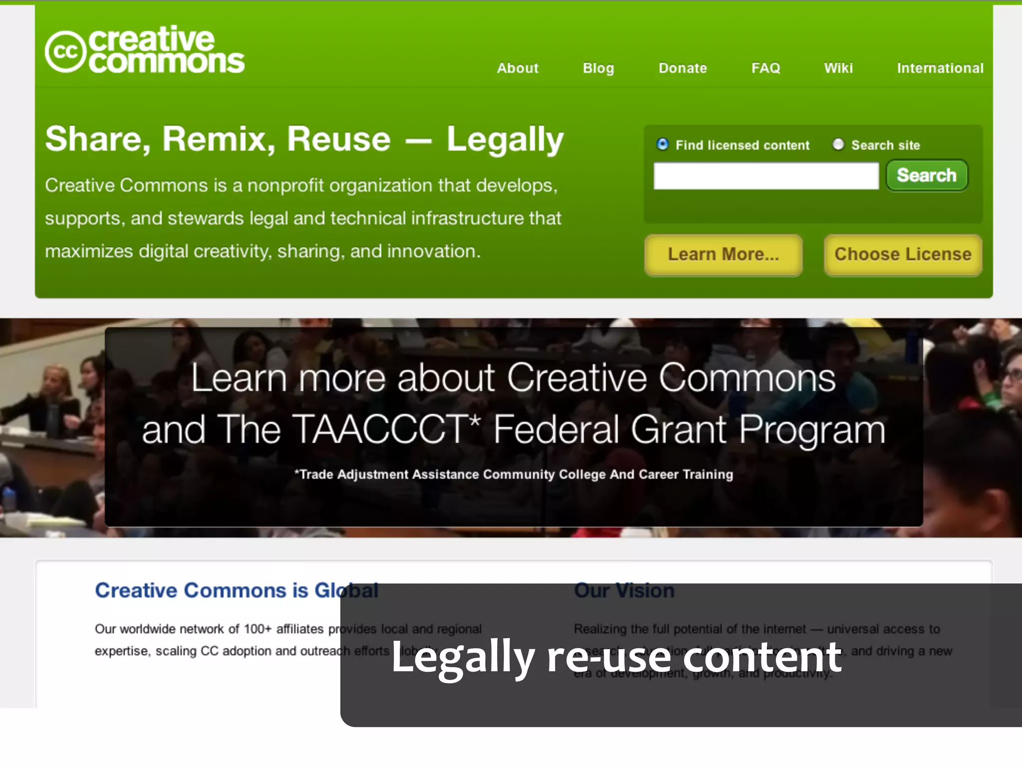 Legally	
  re-­‐use	
  content
 