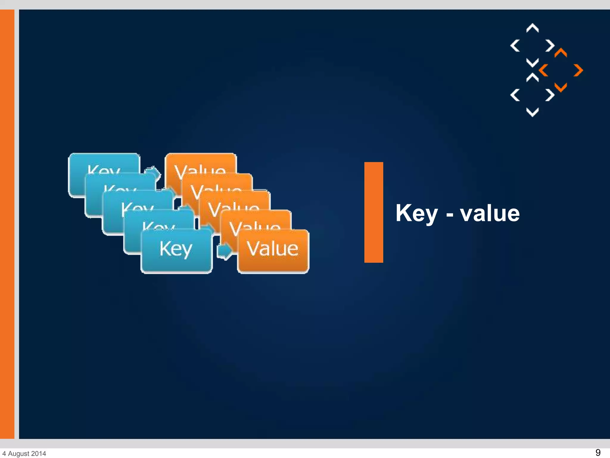 94 August 2014
Key - value
 