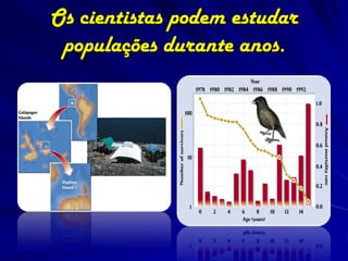 Os cientistas podem estudar
 populações durante anos.
 