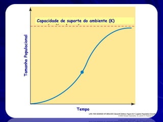 Capacidade de suporte do ambiente (K)
Tamanho Populacional




                                          Tempo
 