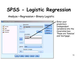 Logistic regression and analysis using statistical information | PPT