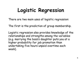 Logistic regression and analysis using statistical information | PPT