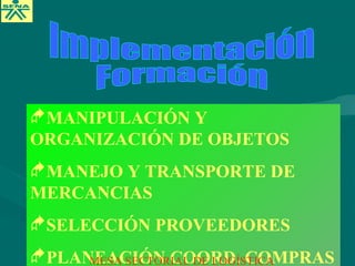 MANIPULACIÓN Y
ORGANIZACIÓN DE OBJETOS
MANEJO Y TRANSPORTE DE
MERCANCIAS
SELECCIÓN PROVEEDORES
PLANEACIÓN COORD. COMPRASMESA SECTORIAL DE LOGÍSTICA
 