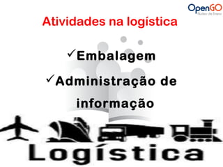 Atividades na logística 
Embalagem 
Administração de 
informação 
 