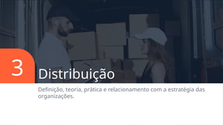 Distribuição
Definição, teoria, prática e relacionamento com a estratégia das
organizações.
3
 