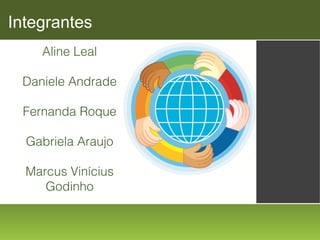 Integrantes
Aline Leal
Daniele Andrade
Fernanda Roque
Gabriela Araujo
Marcus Vinícius
Godinho

 
