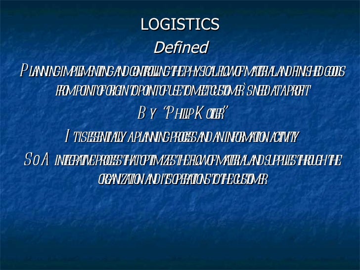 flow logistic material management Logistic