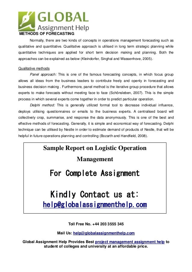 Operations management mba assignment picture