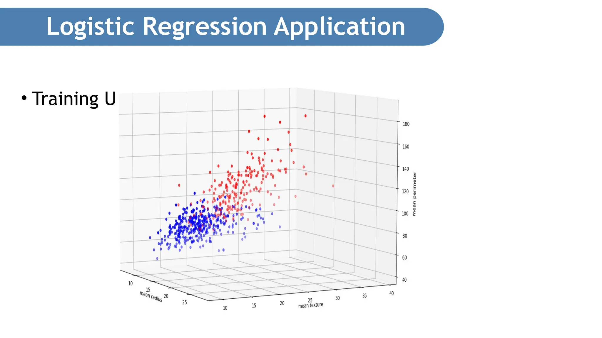 Logistic Regression Application • Training Using One Feature 