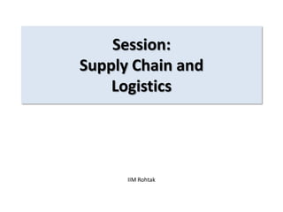 Session:
Supply Chain and
    Logistics




      IIM Rohtak
 