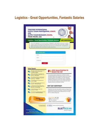 Logistics - Great Opportunities, Fantastic Salaries
 
