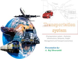 [Transportation system – Evolution,
Infrastructure, Networks, Freight
Management and Transport economies]
Presentation by:
A. Raj Shravanthi
 